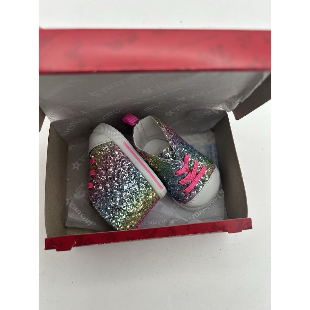 American Girl Doll Fashion Show Rainbow‎ Glitter High Tops Tennis Shoes NEW